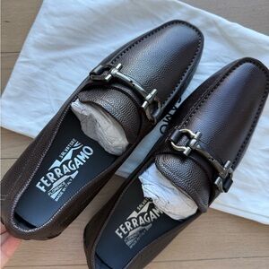 Salvatore Ferragamo Dark Brown Leather Loafers